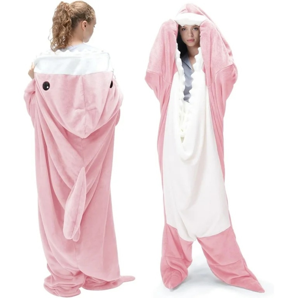 NEW!Pink Shark Hoodie Onesie